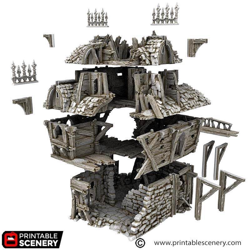 Cities of Ramshackle and Ruin - Ruined Merchant's Guild - Kiwi Tabletop