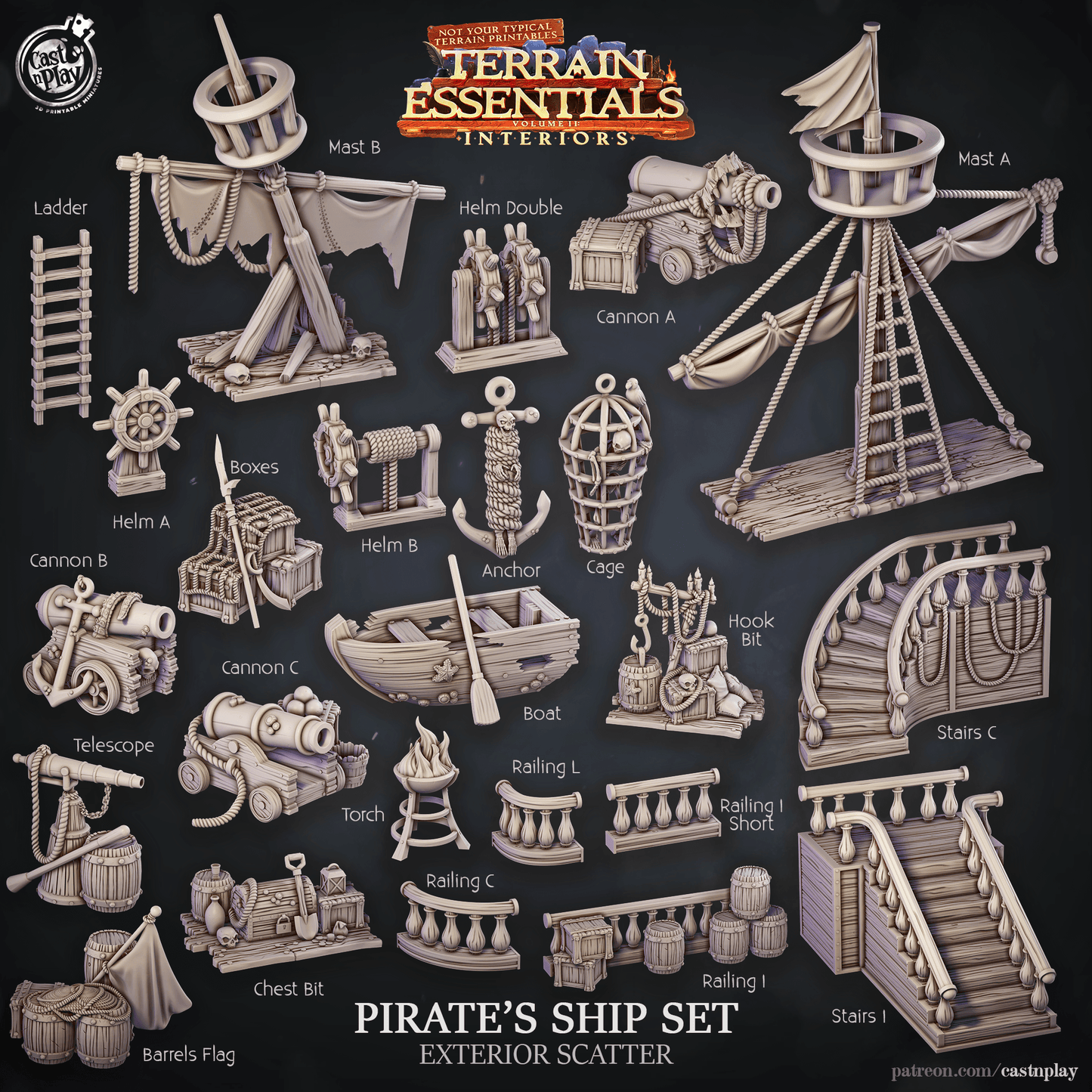 Pirate's Ship Exterior Scatter Set - Kiwi Tabletop