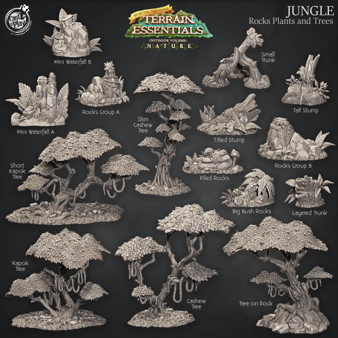 Jungle Terrain Expansion Set - Rocks Plants & Trees - Kiwi Tabletop