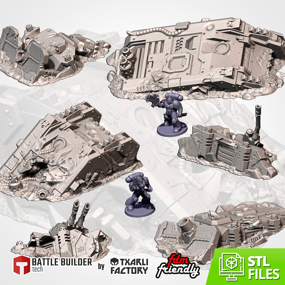 40K Crashed Tank Ruins