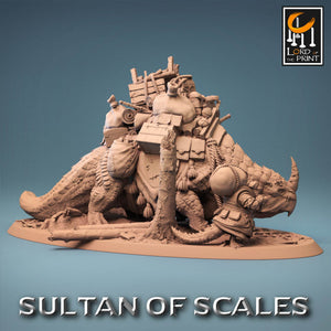 Galdara Merchant Mount w/ Dragonborn Peddler - Kiwi Tabletop