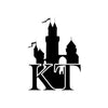 Kiwi Tableetop Logo, with Initials K & T with a castle in the background