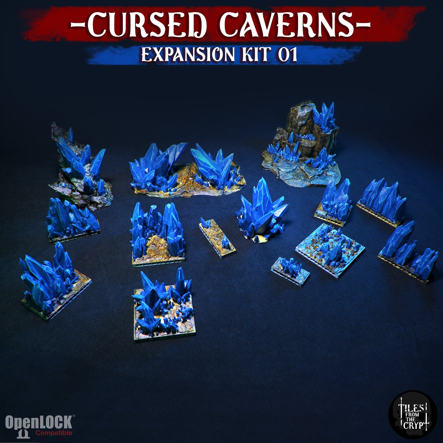 Cursed Caverns Expansion Openlock Compatible Dungeon Tiles
