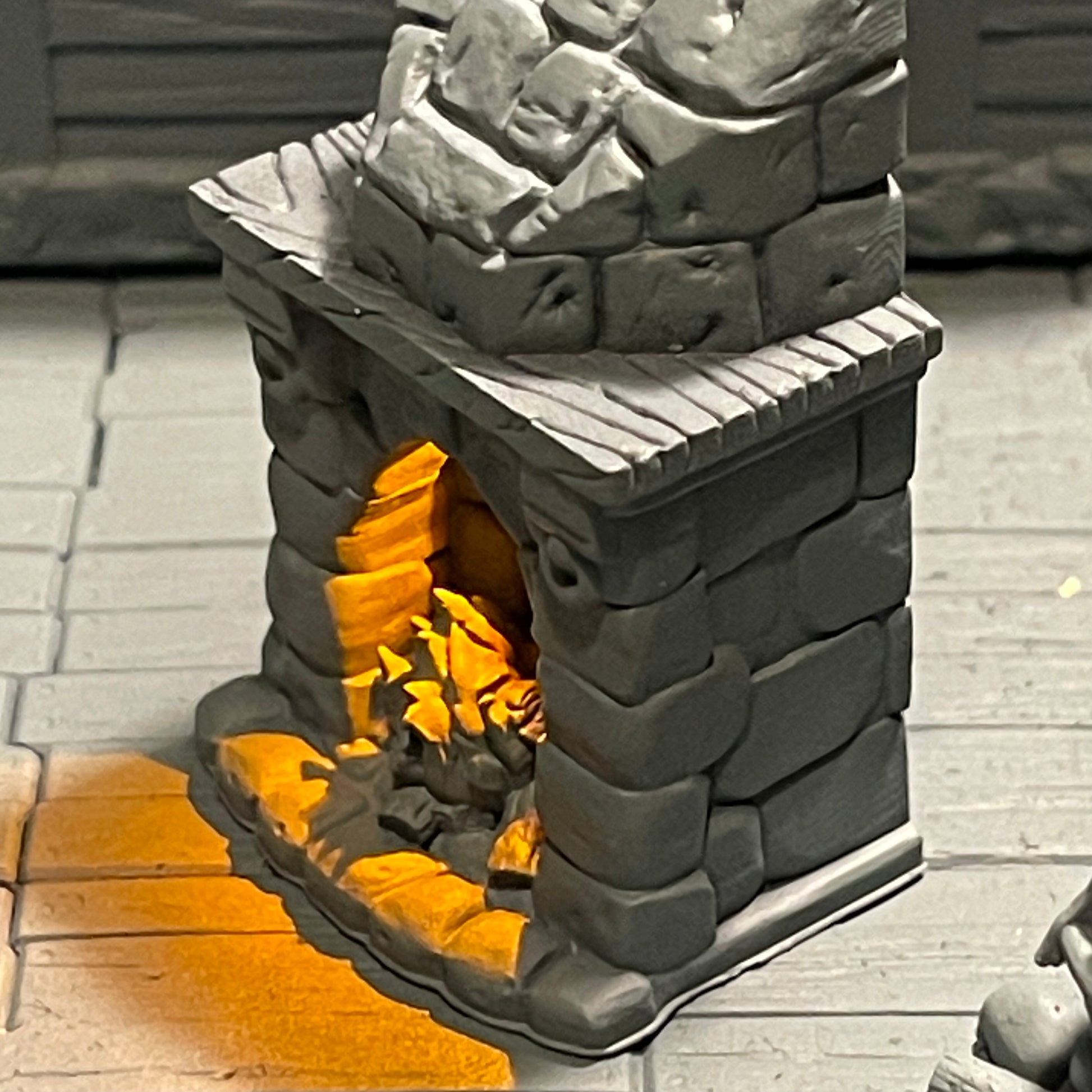 Fireplace with LED light.